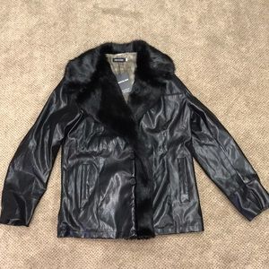Manvelous Faux Leather and Fur Coat